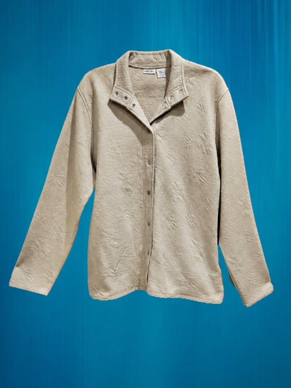Cherokee Long Sleeve Snap Down Lightly Quilted Tan Blouse - L